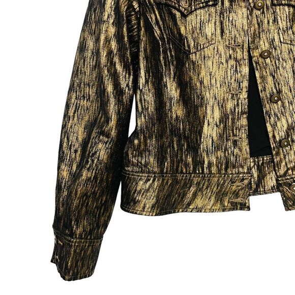 Reba Jacket Disco Gold Button Up Pockets Lightweight Sz M NWOT - Picture 6 of 12